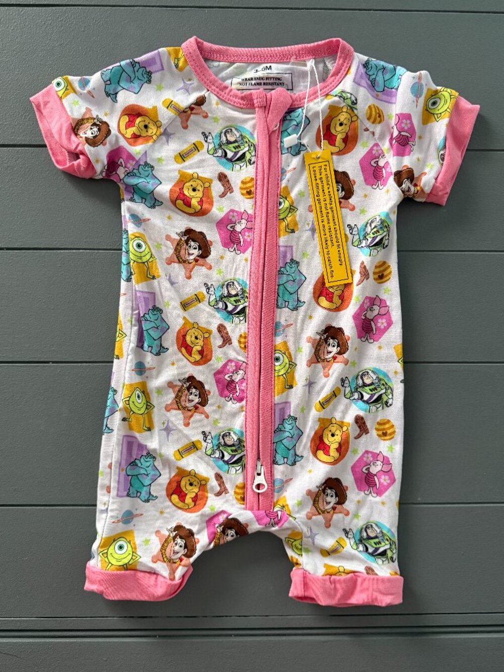 Disney Bamboo Pajama Romper 3–6 Months NWT Zip One Piece Soft Viscose